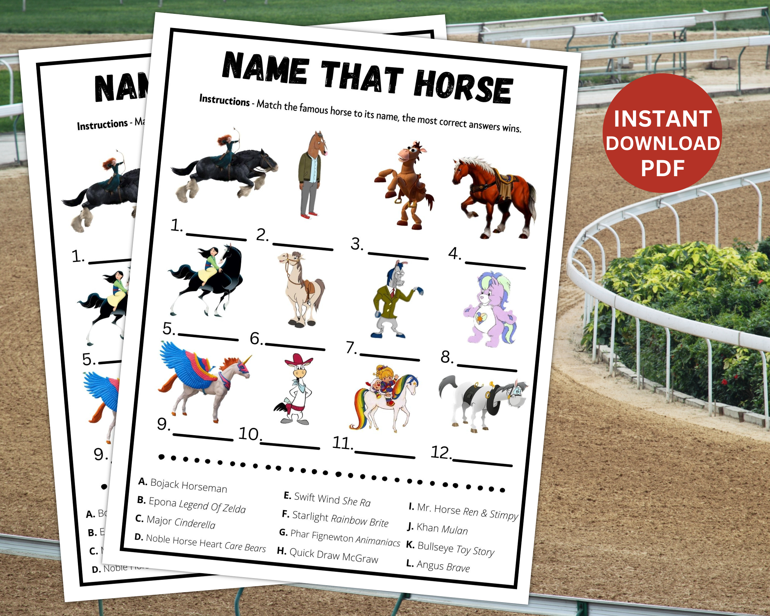 Kentucky Derby Name That Horse Trivia Game | Derby Party Game For Adults Kids | Belmont Party Printable Quiz | Family Classroom Idea