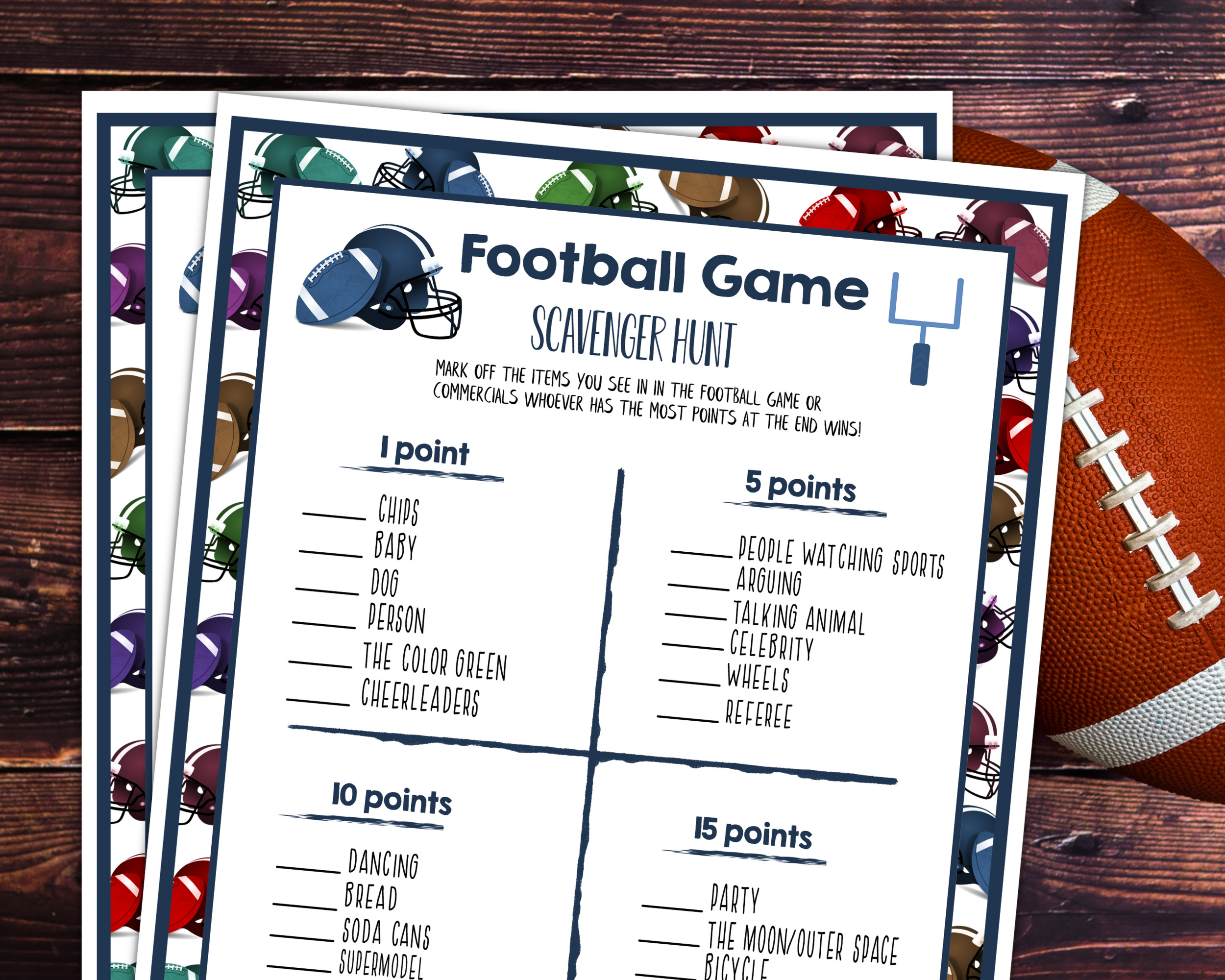 Football Scavenger Hunt, Printable Or Virtual Football Party Game For Kids & Adults, Ideas, Instant Download Activity,Office Classroom Party