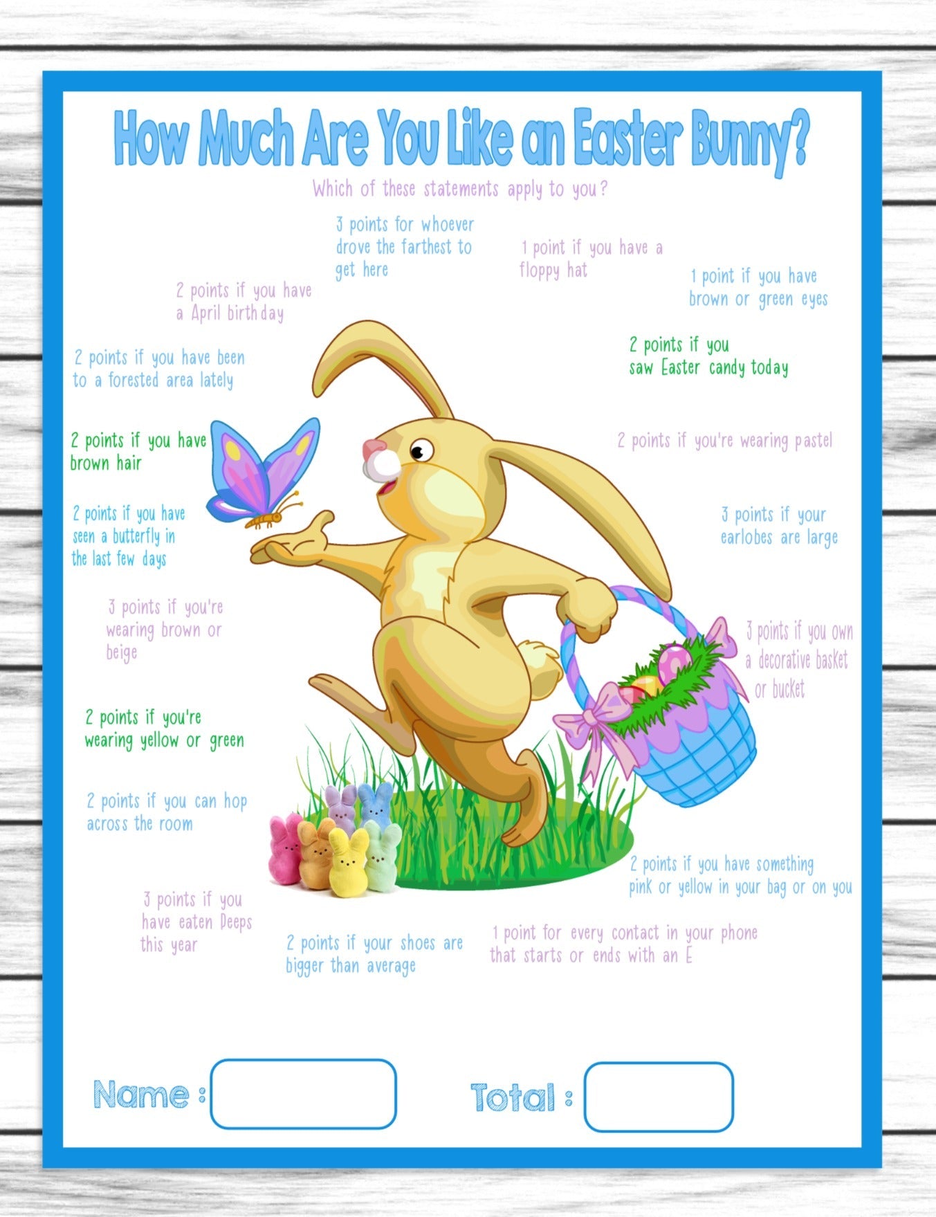 Easter Bunny Printable Or Virtual Game - Kids Easter Activity - Instant Download