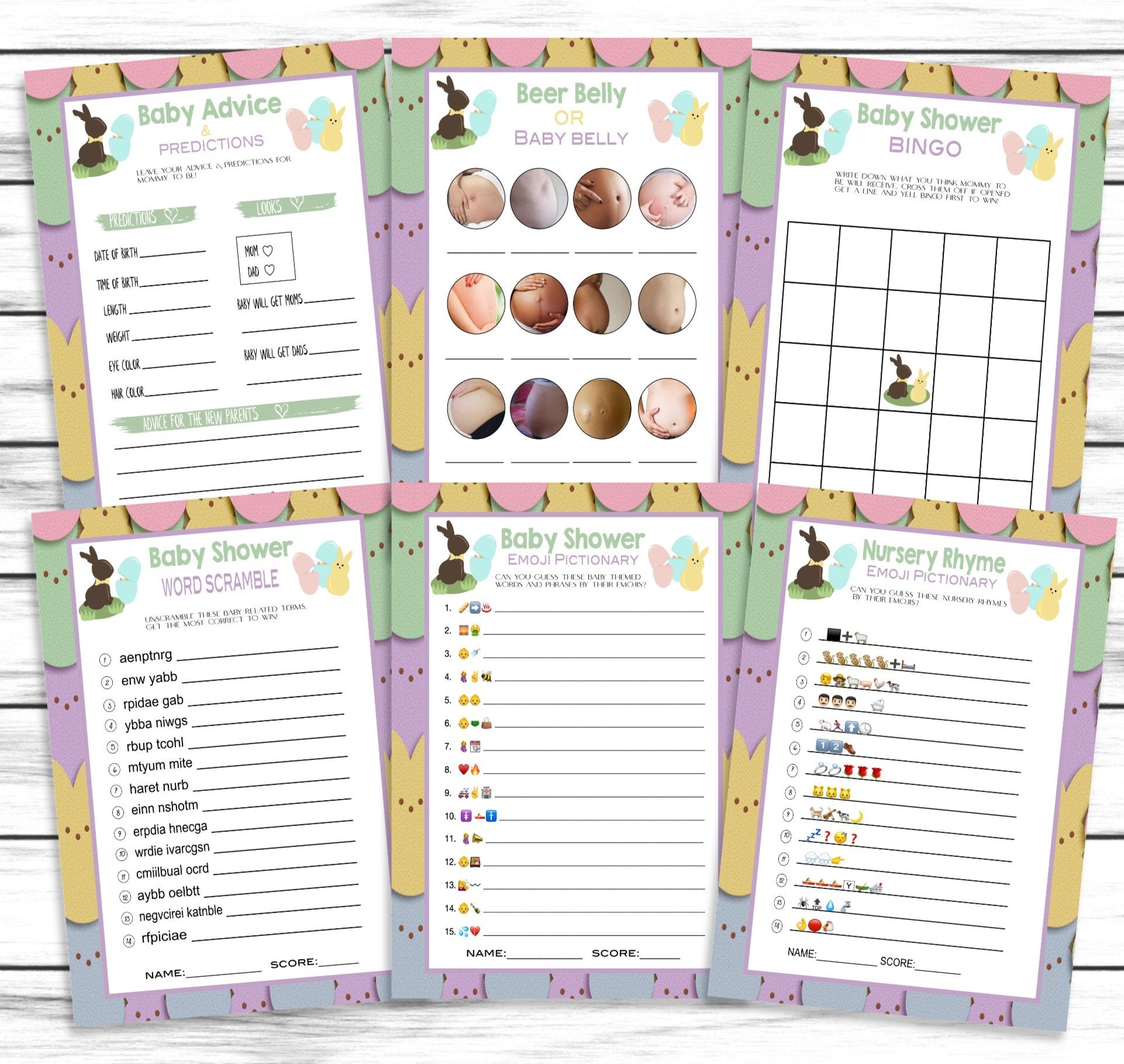 Easter Baby Shower Game Set, April Baby Shower Printable Or Virtual Games, Instant Download