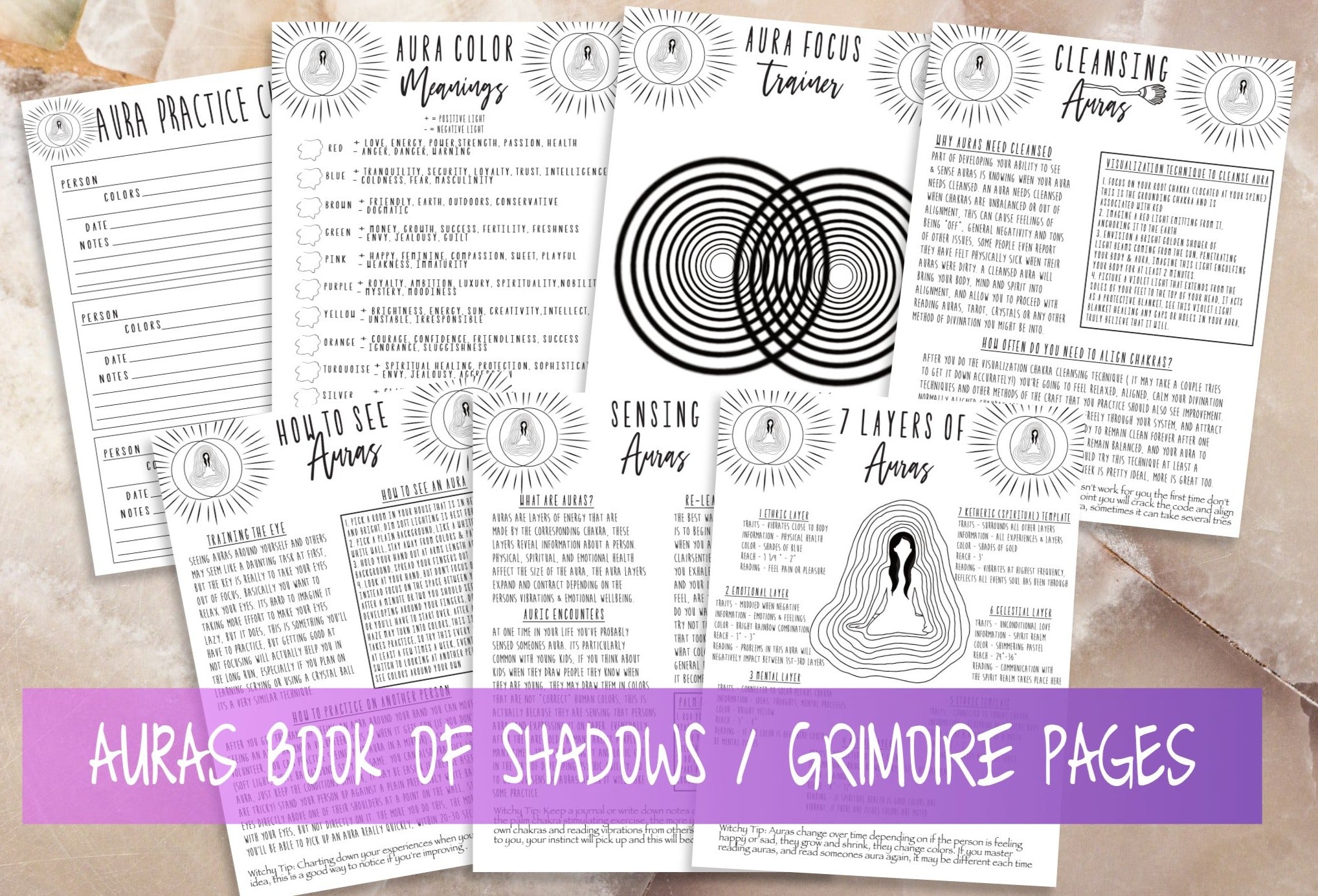 How To See Read Auras Book Of Shadows Witchcraft Grimoire Printable Set