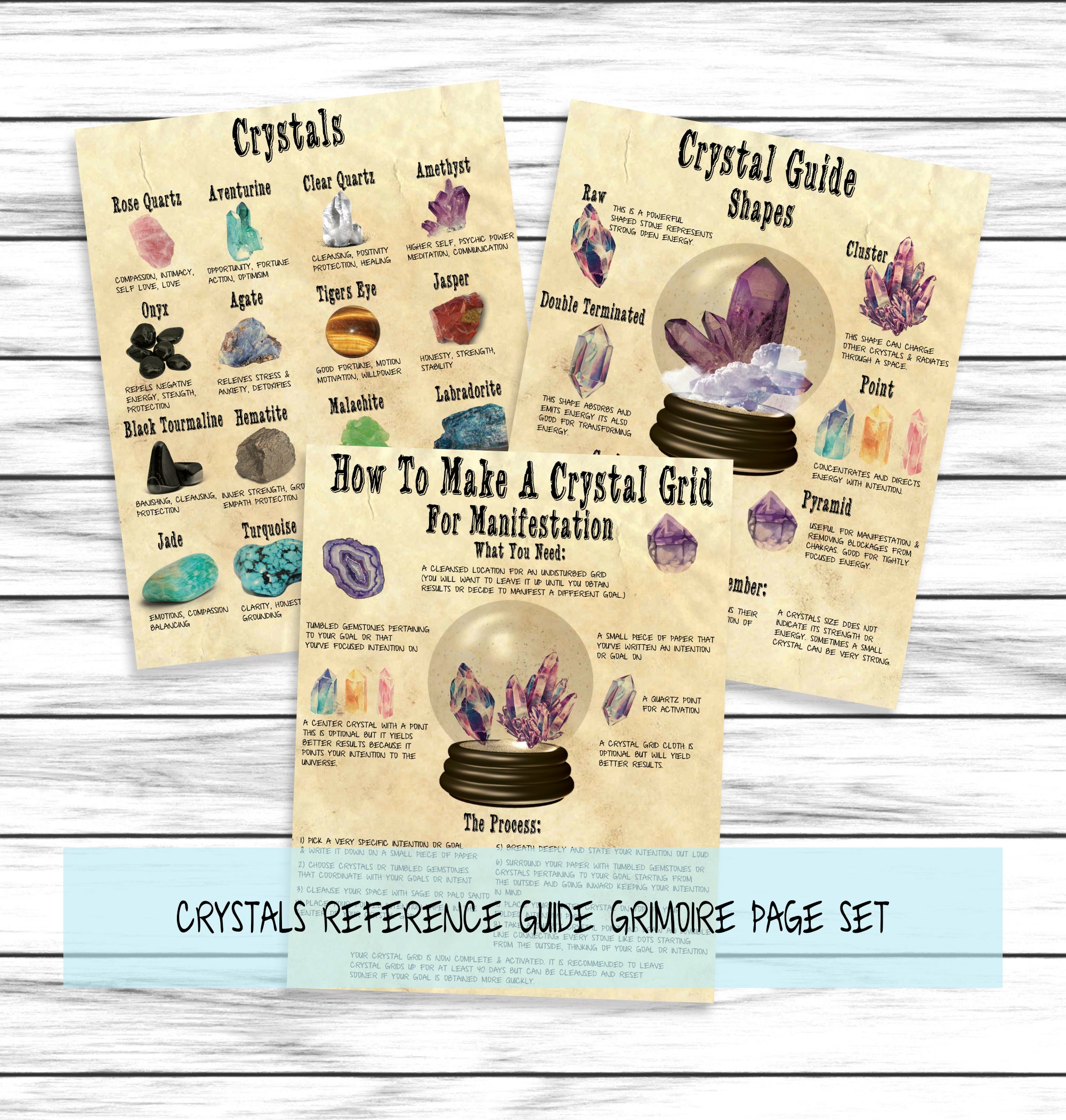 Witchy Aesthetic Crystals Book Of Shadows Witchcraft Grimoire Printable Set