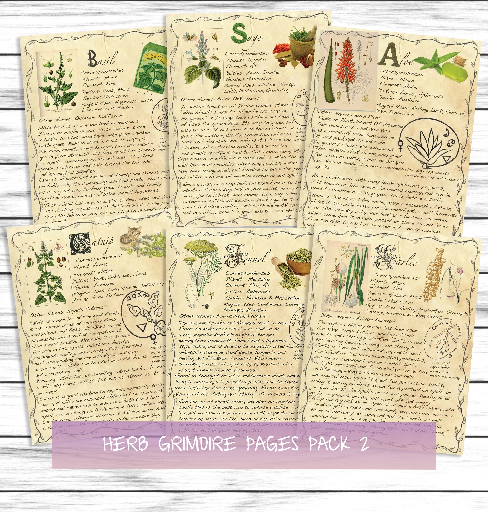 Witchy Aesthetic Herbs Book Of Shadows Witchcraft Grimoire Printable Set 2