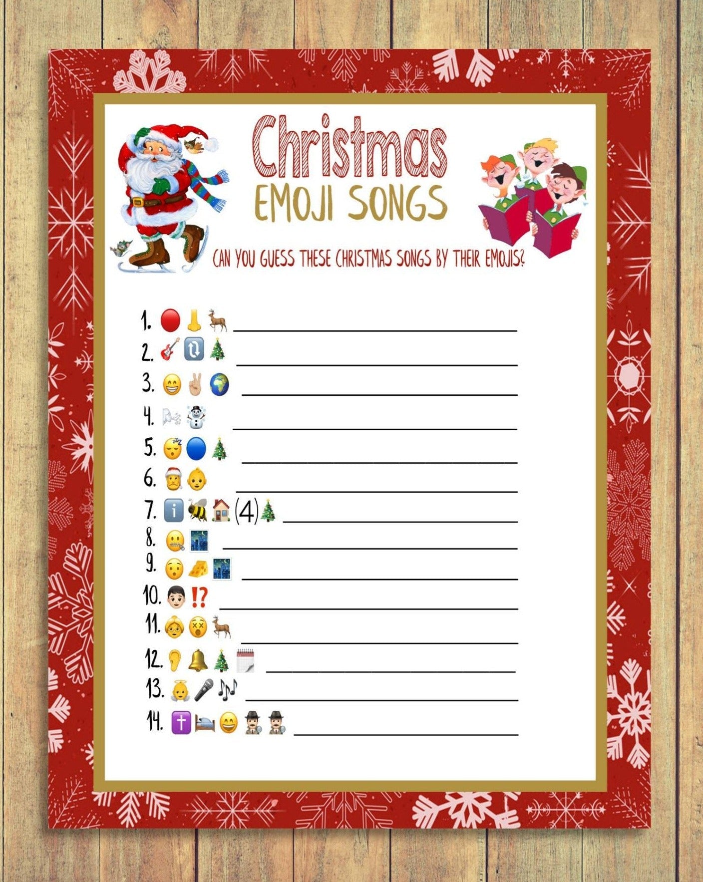 Christmas Emoji Game, Christmas Songs, Christmas Party Game, Xmas Party Activity, Xmas Party Game, Xmas Party Ideas, Holiday Party Game