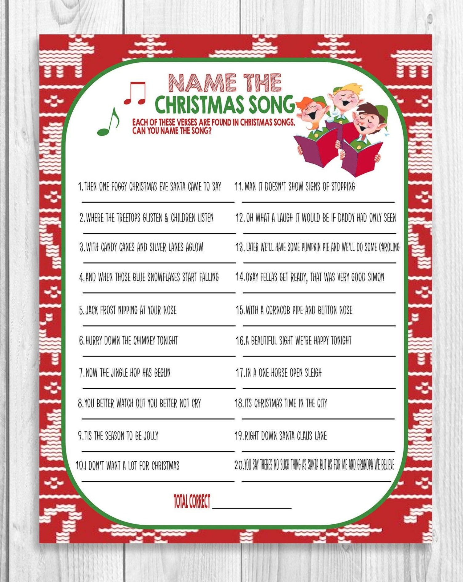Christmas Carols, Songs, Game, Xmas Party Game For Kids & Adults, Classroom Office Holiday Activity