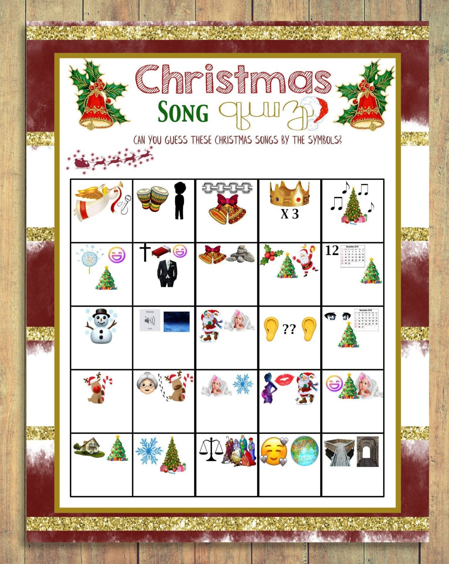 Christmas Song Trivia, Christmas Day Games, Christmas Carol Trivia Game, Office Holiday Party Trivia, Christmas Group Game, Instant Download