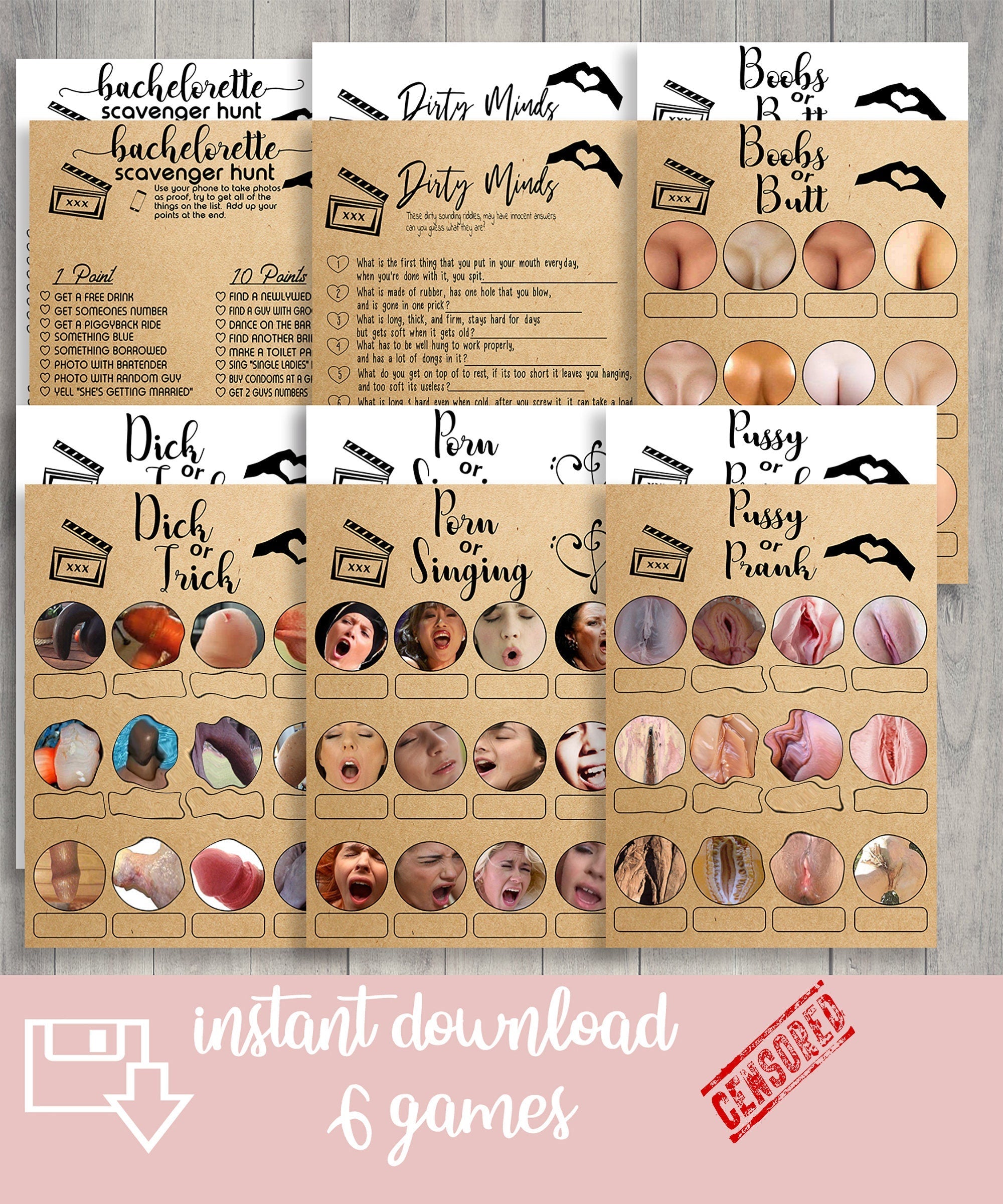 Virtual or Printable Bachelorette Party Games, Naughty Party Games, Rustic Bridal Printable Game, Rude Hen Night, Hen Party Willy Games