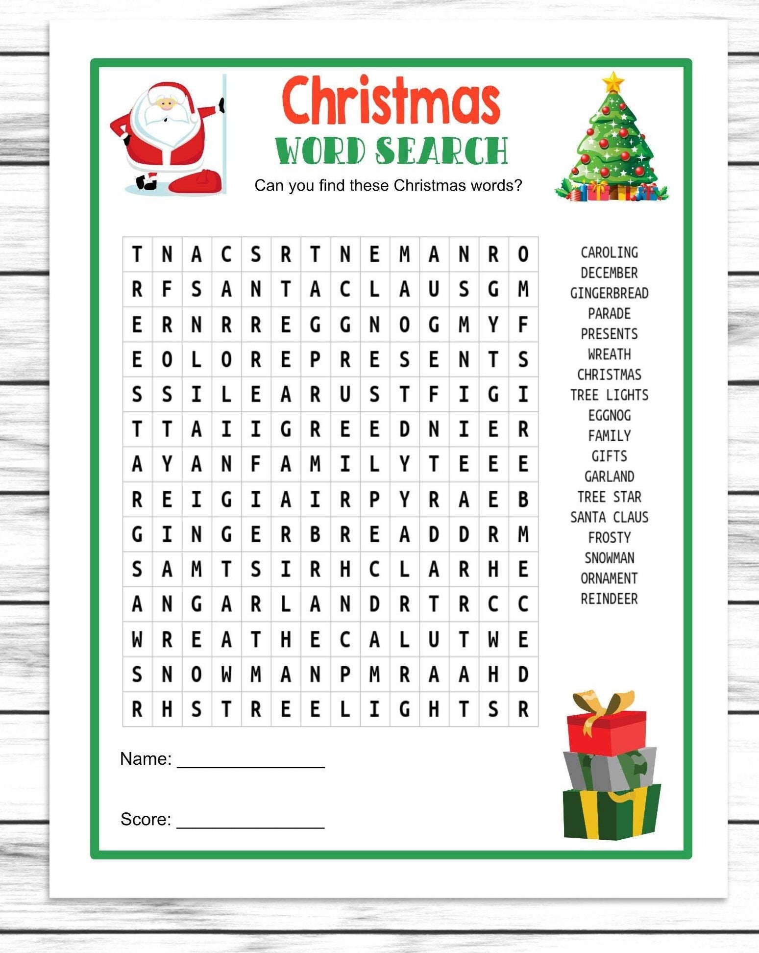 Christmas Word Search Game, Printable Or Virtual Holiday Party Game For Kids & Adults, Classroom Office Party Activity, Fun Xmas Game