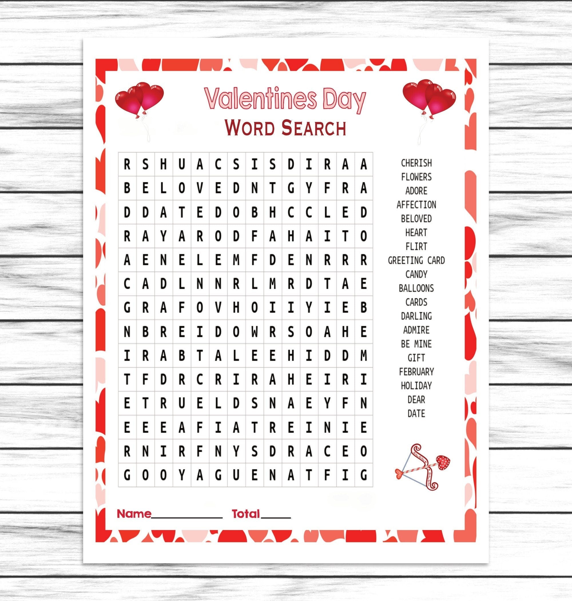 Valentines Day Word Search Game, Virtual Or Printable V-Day Party Game, Valentine Word Find For Kids Or Adults, Fun Activity