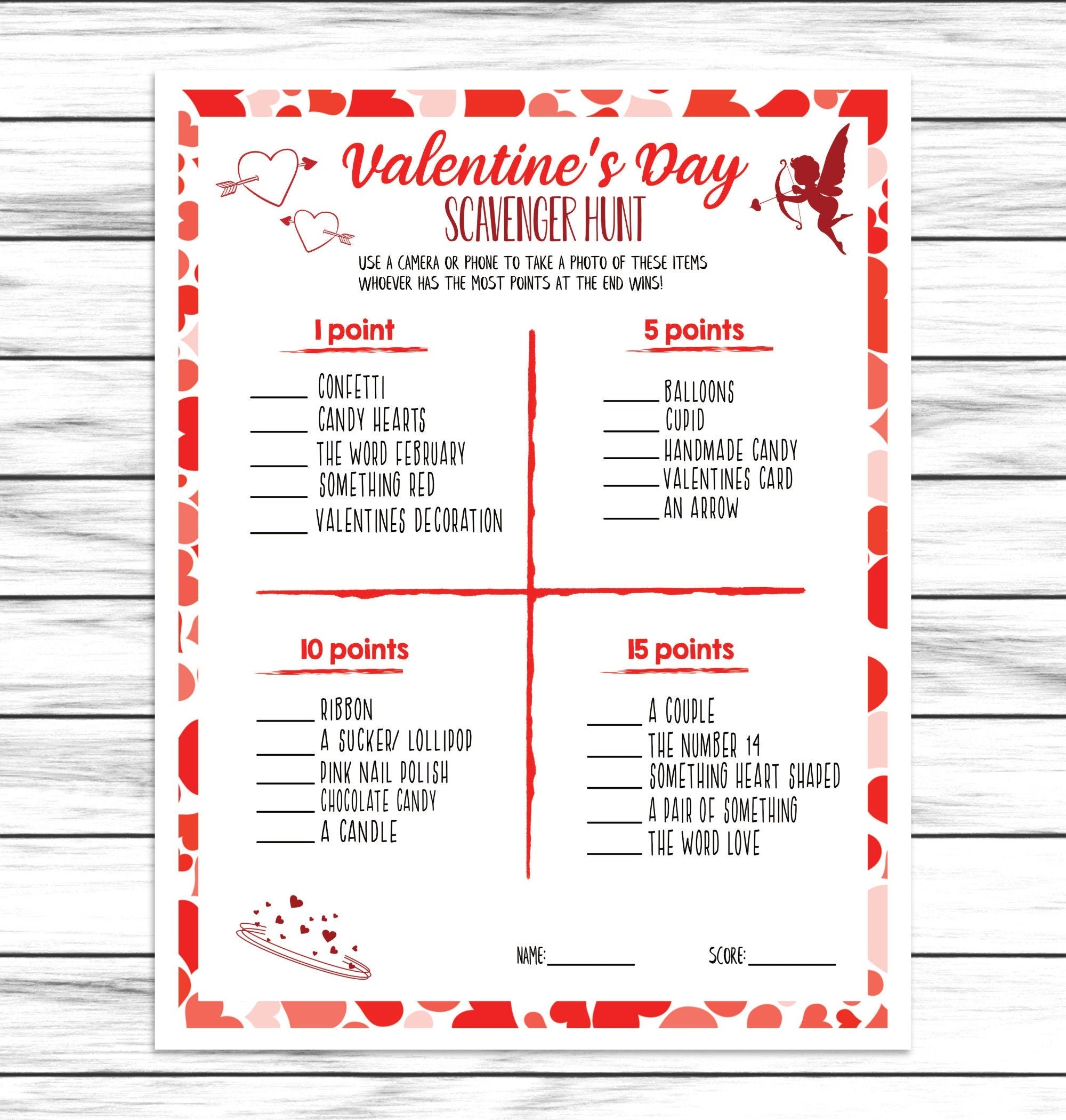 Valentines Day Scavenger Hunt Game, Virtual Or Printable V-Day Party Game, Valentine Treasure Hunt For Kids Or Adults, Fun Activity