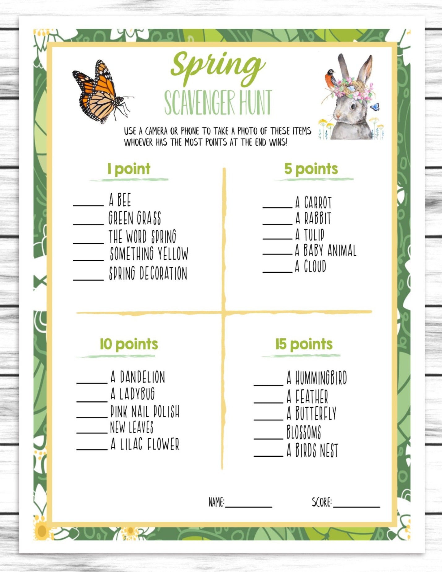 Spring Party Scavenger Hunt, Kids Or Adults Spring Printable Or Virtual Fun Game