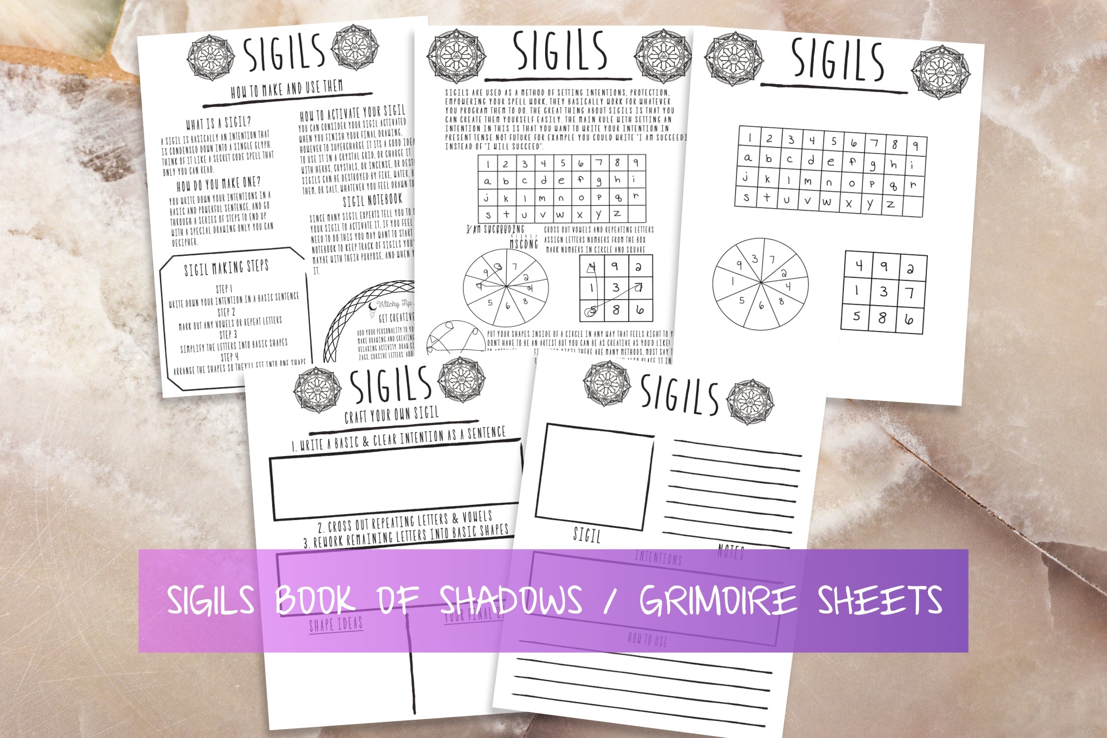 Sigils Book Of Shadows Witchcraft Grimoire Printable Set