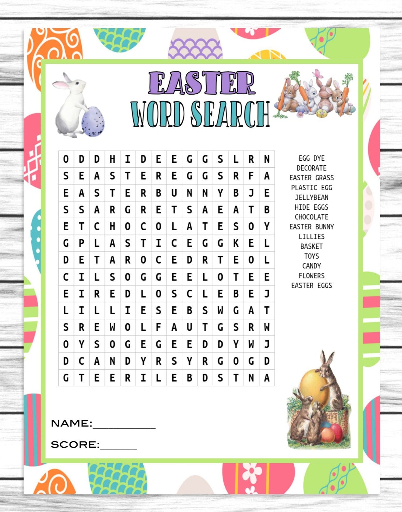 Easter Word Search, Fun Printable Or Virtual Easter Game, Word Find Activity, Instant Download
