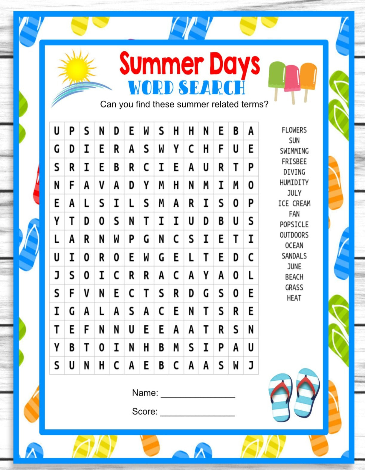 Summer Party Family Reunion Word Search Game, Printable Kids Activity Sheet, Instant Download
