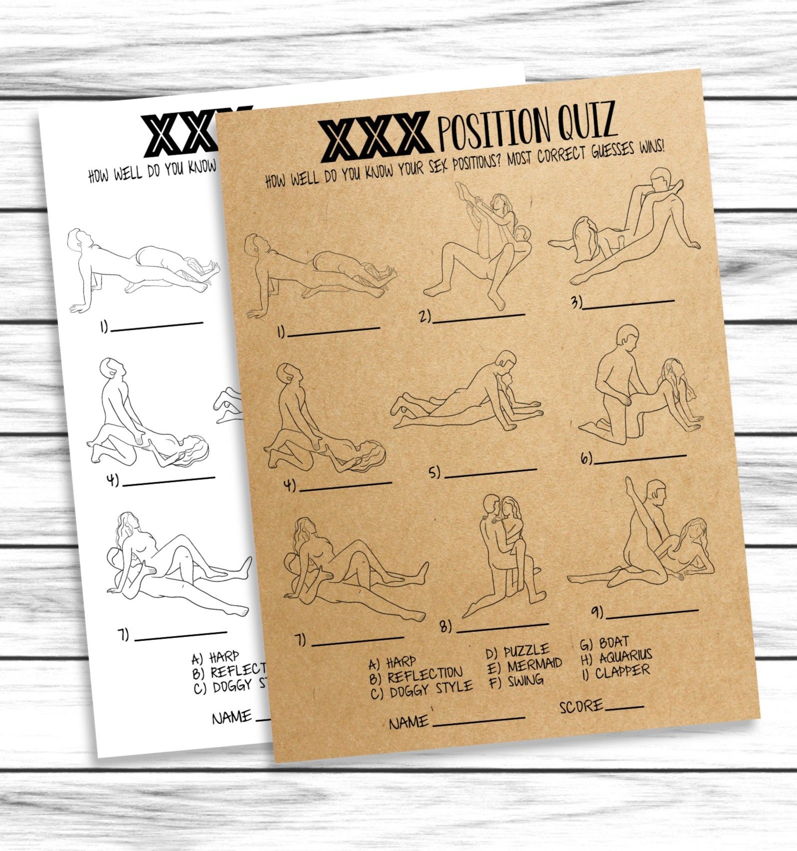 Adult Bachelorette Party Sex Position Game |  Printable XXX Game | Instant Download
